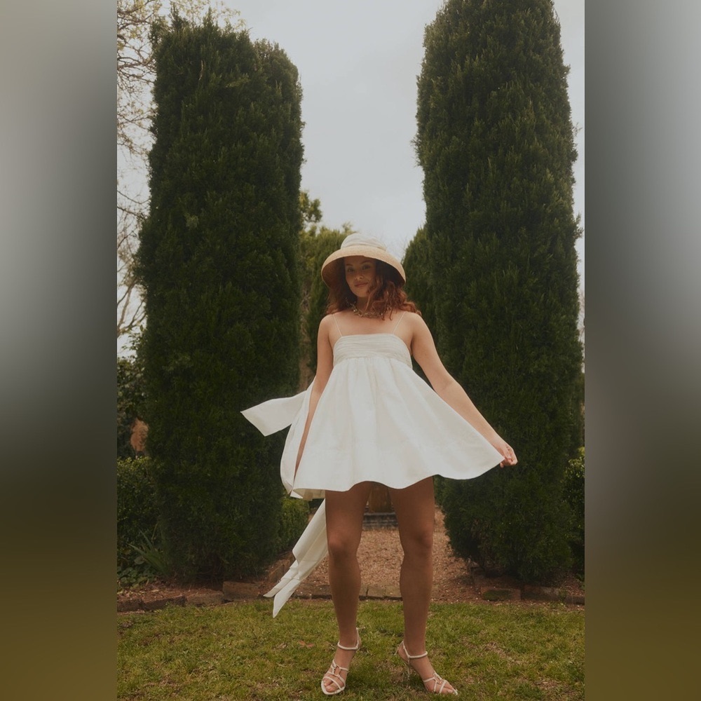 Aje Cantina Bow Back Mini Dress in Ivory  Size 10 AU (6 US)